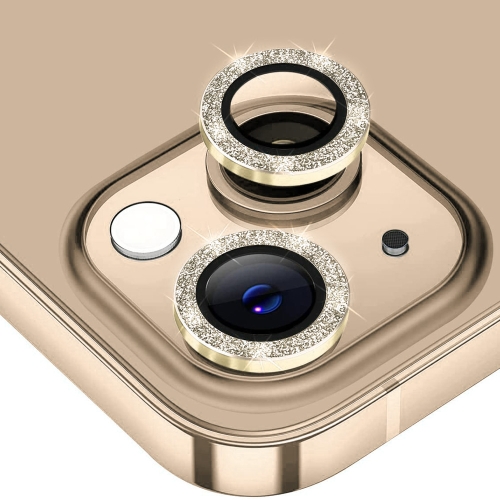

For iPhone 15 / 15 Plus ENKAY Hat-Prince Glitter Rear Lens Aluminium Alloy Tempered Glass Film(Gold)