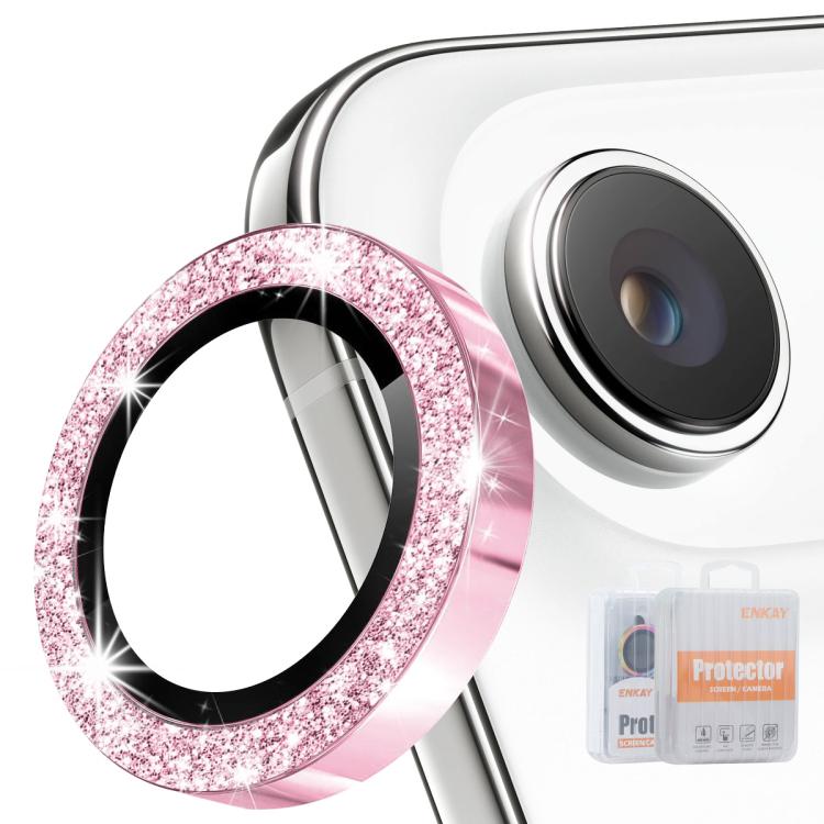 

For iPhone Air ENKAY Hat-Prince Glitter Rear Lens Aluminium Alloy Tempered Glass Film(Pink)