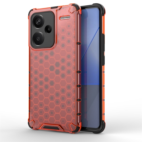 

For Redmi Note 13 Pro+ Shockproof Honeycomb Phone Case(Red)