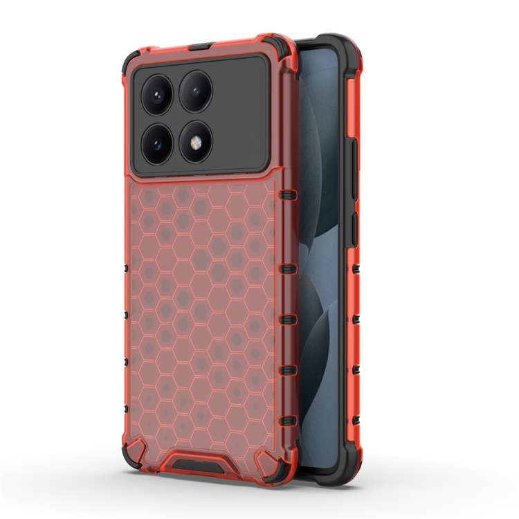 

For Redmi K70E Shockproof Honeycomb Phone Case(Red)