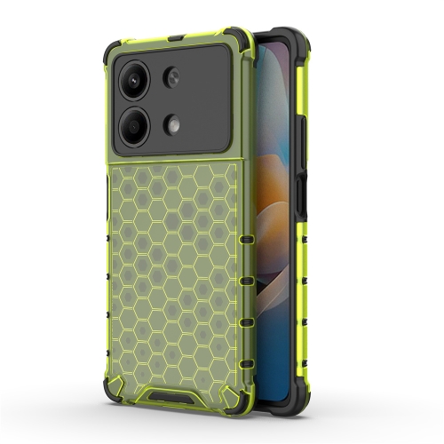

For Redmi Note 13R Pro Shockproof Honeycomb Phone Case(Green)