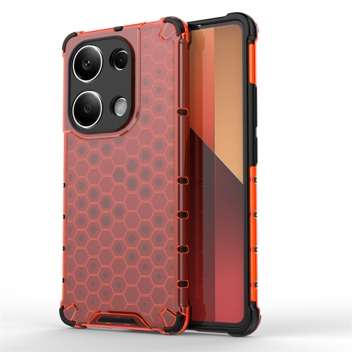 

For Redmi Note 13 Pro 4G Shockproof Honeycomb Phone Case(Red)