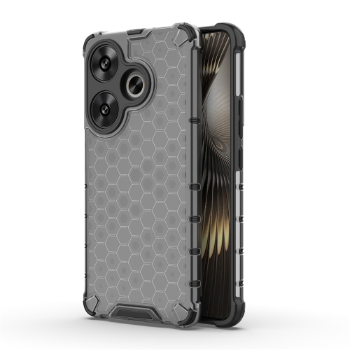 

For Xiaomi Poco F6 Shockproof Honeycomb Phone Case(Black)