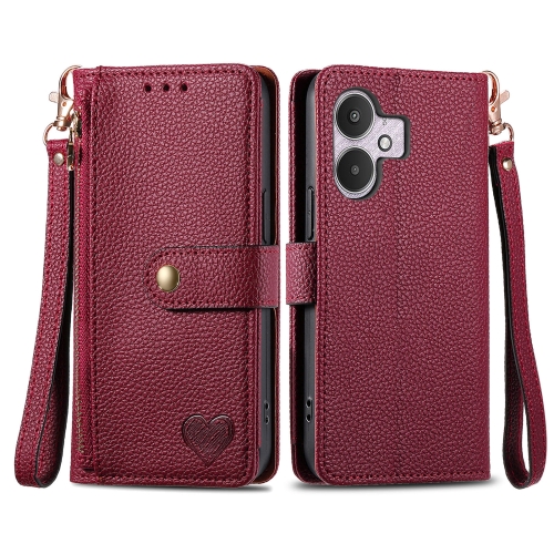 

For Xiaomi Redmi 13C 5G Love Zipper Lanyard Leather Phone Case(Red)