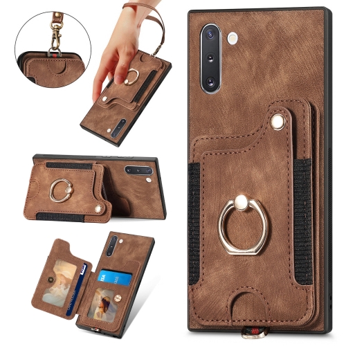 

For Samsung Galaxy Note10 Retro Skin-feel Ring multi-card Wallet Phone Case(Brown)