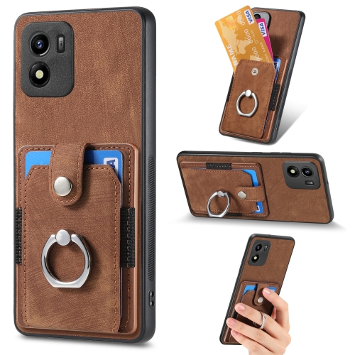 

For vivo Y01 Retro Skin-feel Ring Multi-card Wallet Phone Case(Brown)