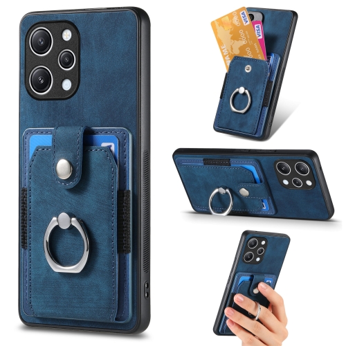 

For Xiaomi Redmi 12 4G Retro Skin-feel Ring Card Wallet Phone Case(Blue)