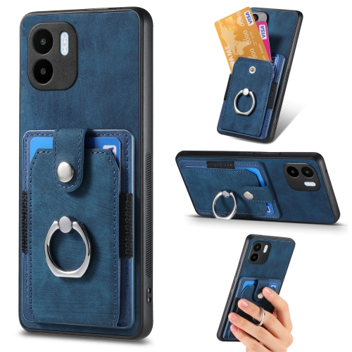 

For Xiaomi Redmi A1 Retro Skin-feel Ring Card Wallet Phone Case(Blue)