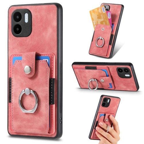 

For Xiaomi Redmi A1 Retro Skin-feel Ring Card Wallet Phone Case(Pink)