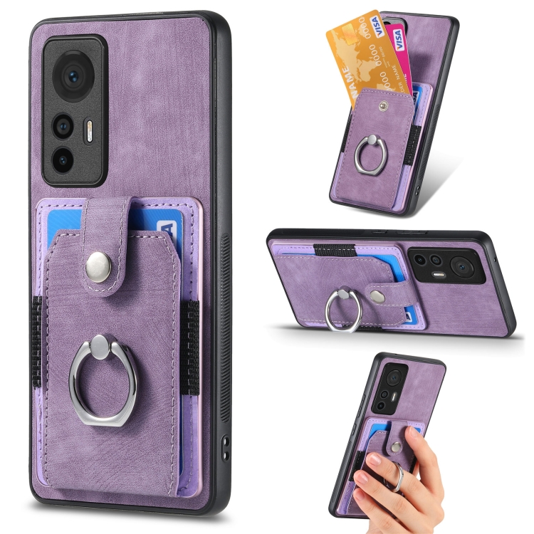 

For Xiaomi 12 Lite Retro Skin-feel Ring Multi-card Wallet Phone Case(Purple)