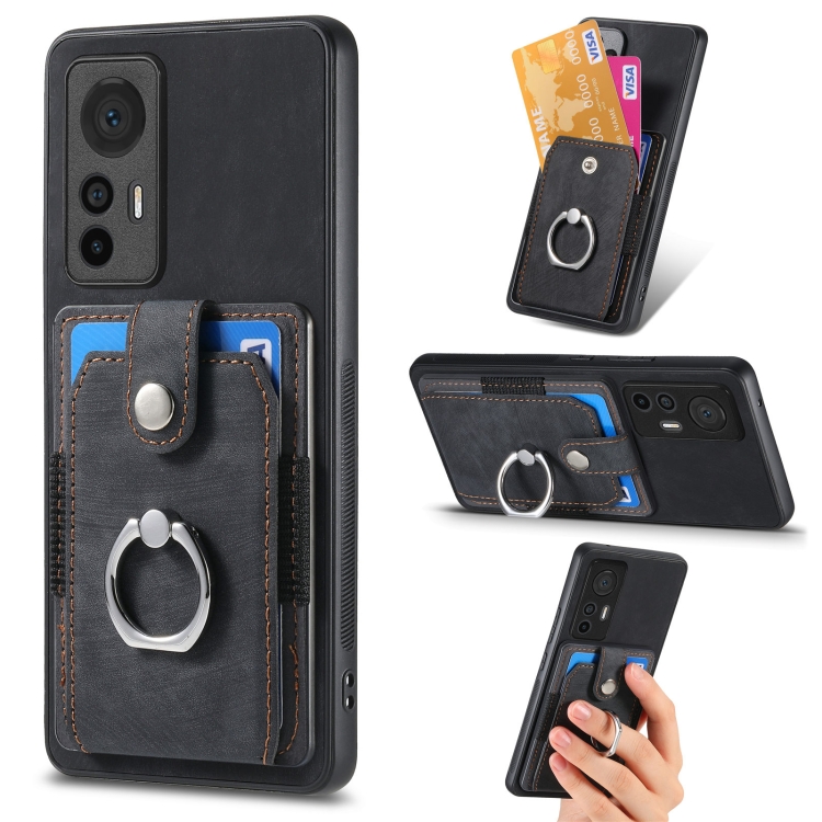 

For Xiaomi 12 Lite Retro Skin-feel Ring Multi-card Wallet Phone Case(Black)
