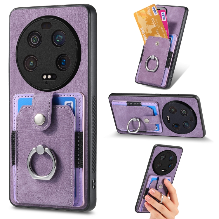 

For Xiaomi 13 Ultra Retro Skin-feel Ring Card Wallet Phone Case(Purple)