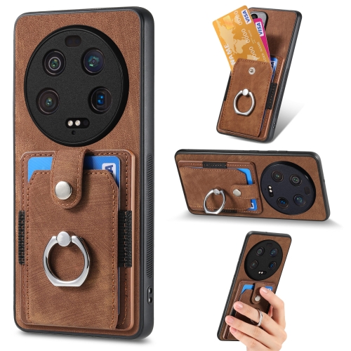 

For Xiaomi 13 Ultra Retro Skin-feel Ring Card Wallet Phone Case(Brown)