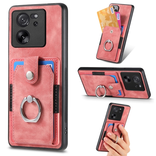 

For Xiaomi 13T / 13T Pro Retro Skin-feel Ring Card Wallet Phone Case(Pink)