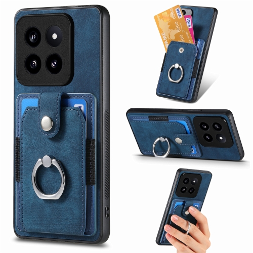

For Xiaomi 14 Retro Skin-feel Ring Card Wallet Phone Case(Blue)