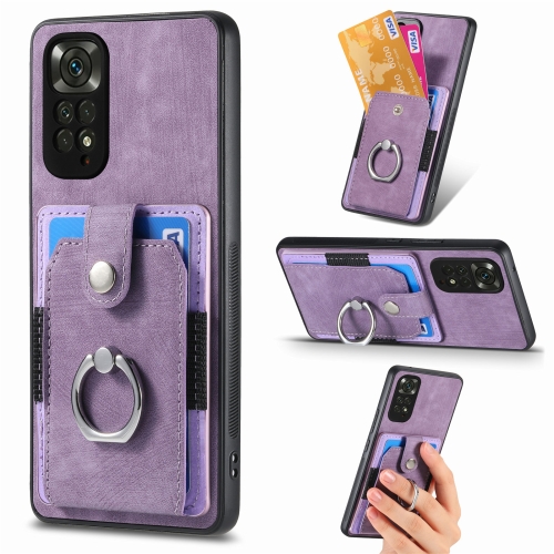 

For Xiaomi Redmi Note 11 Retro Skin-feel Ring Card Wallet Phone Case(Purple)