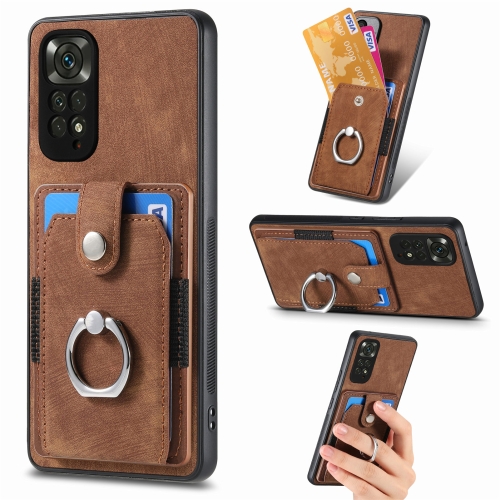 

For Xiaomi Redmi Note 11 Retro Skin-feel Ring Card Wallet Phone Case(Brown)