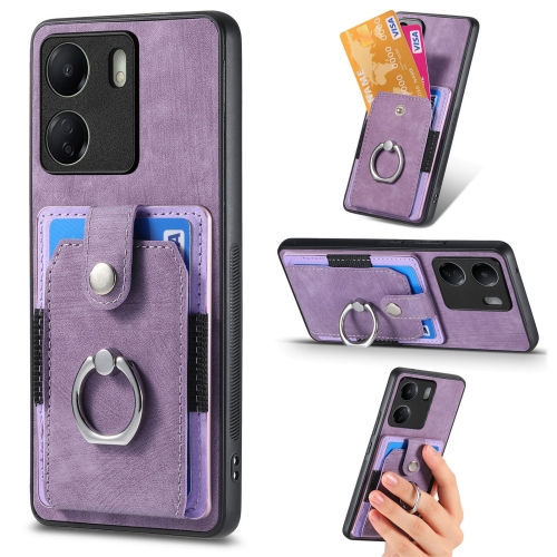 

For Xiaomi Redmi 13C Retro Skin-feel Ring Card Wallet Phone Case(Purple)