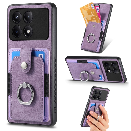 

For Xiaomi Redmi K70E Retro Skin-feel Ring Card Wallet Phone Case(Purple)