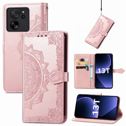 

For Xiaomi Redmi K60 Ultra Mandala Flower Embossed Leather Phone Case(Rose Gold)