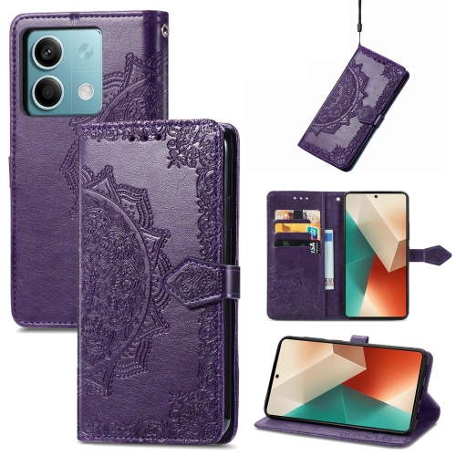 

For Xiaomi Redmi Note 13 5G Mandala Flower Embossed Leather Phone Case(Purple)