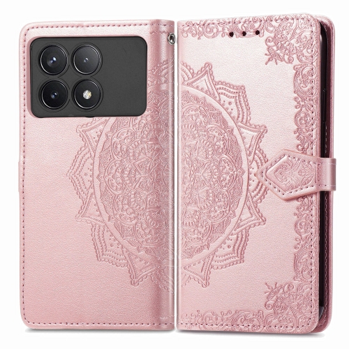 

For Xiaomi Redmi K70 Mandala Flower Embossed Leather Phone Case(Rose Gold)