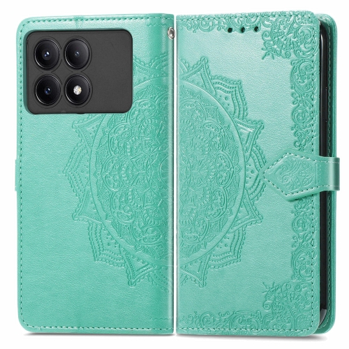

For Xiaomi Redmi K70E Mandala Flower Embossed Leather Phone Case(Green)