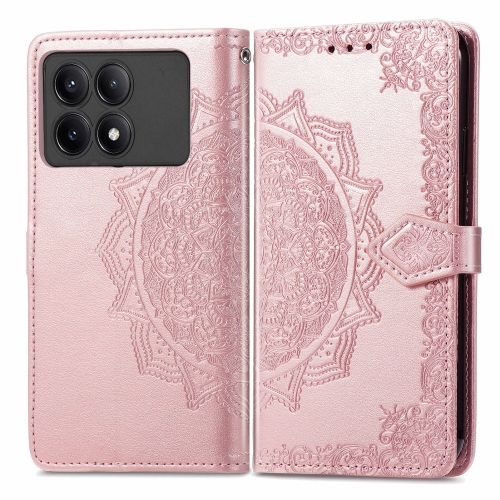 

For Xiaomi Redmi K70E Mandala Flower Embossed Leather Phone Case(Rose Gold)
