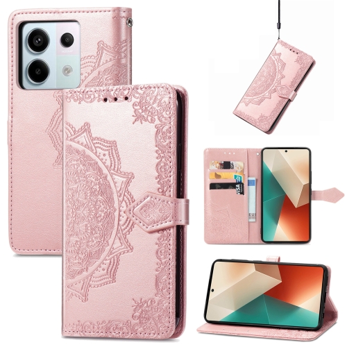 

ForXiaomi Redmi Note 13 Pro Mandala Flower Embossed Leather Phone Case(Rose Gold)