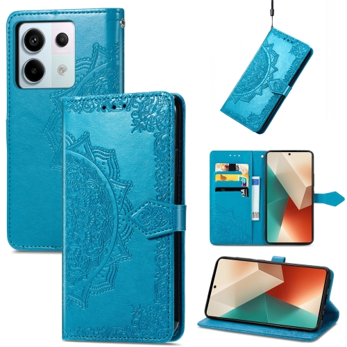 

For Xiaomi Redmi Note 13 Pro Mandala Flower Embossed Leather Phone Case(Blue)