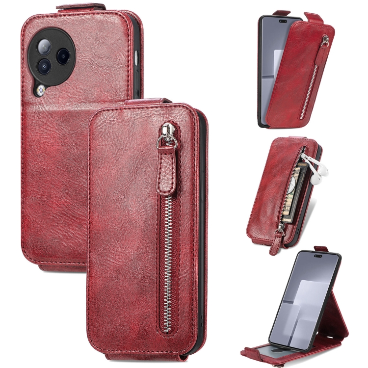 

For Xiaomi Civi 3 Zipper Wallet Vertical Flip Leather Phone Case(Red)