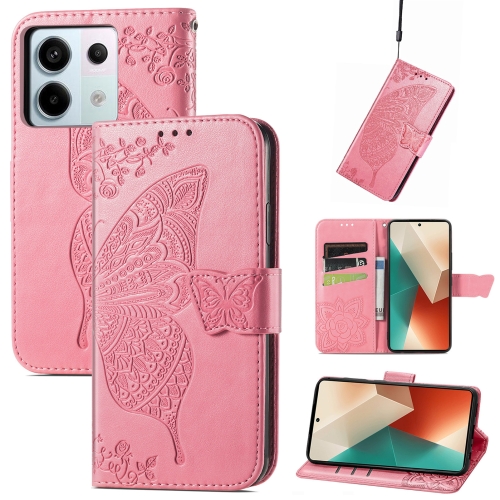 

For Xiaomi Redmi Note 13 Pro Butterfly Love Flower Embossed Leather Phone Case(Pink)