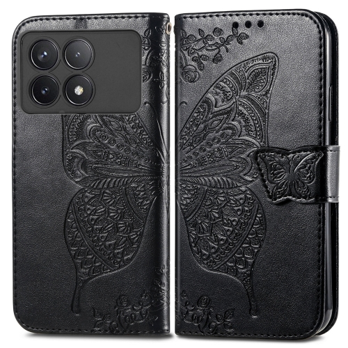 

For Xiaomi Redmi K70 Butterfly Love Flower Embossed Leather Phone Case(Black)