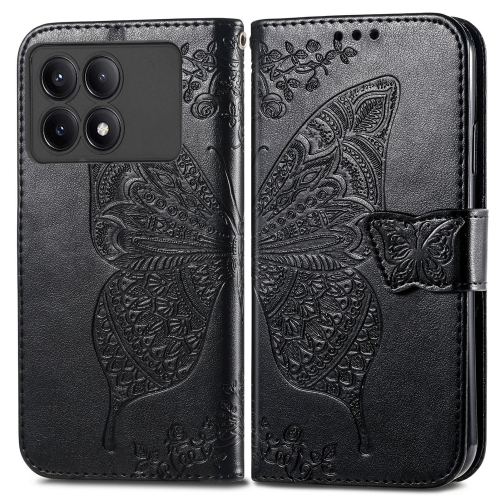 

For Xiaomi Redmi K70E Butterfly Love Flower Embossed Leather Phone Case(Black)