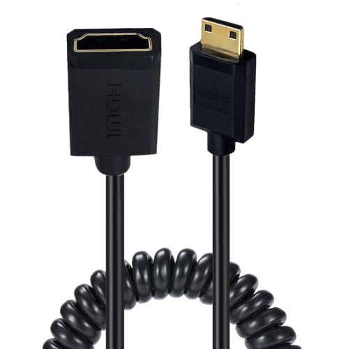 

JUNSUNMAY 4K 60Hz Mini HDMI Male to HDMI 2.0V Female Spring Cable, Length:2.5m(Straight)