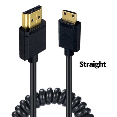 

JUNSUNMAY 4K 60Hz Mini HDMI Male to HDMI 2.0V Male Spring Cable, Length:2.5m(Straight)