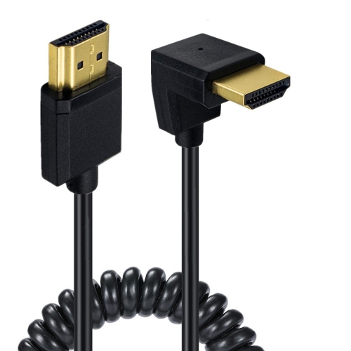 

JUNSUNMAY 4K 60Hz HDMI Male to Male HDMI 2.0V Elbow Head Spring Cable, Length:1.2m(Down)