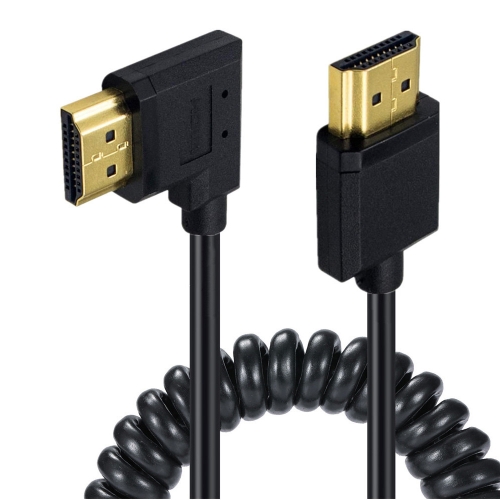 

JUNSUNMAY 4K 60Hz HDMI Male to Male HDMI 2.0V Elbow Head Spring Cable, Length:1.2m(Left)
