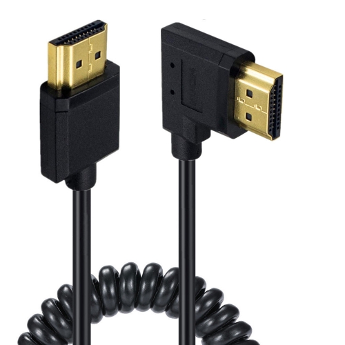 

JUNSUNMAY 4K 60Hz HDMI Male to Male HDMI 2.0V Elbow Head Spring Cable, Length:1.2m(Right)