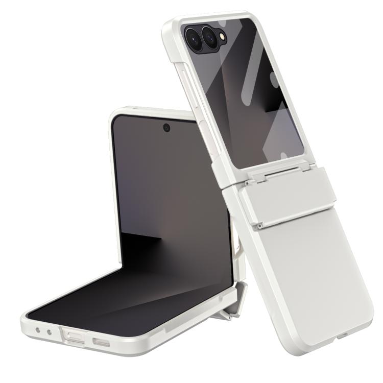 For Galaxy Z Flip8 5G Diamond Case-film Integral Hinge Shockproof Phone Case(White)
