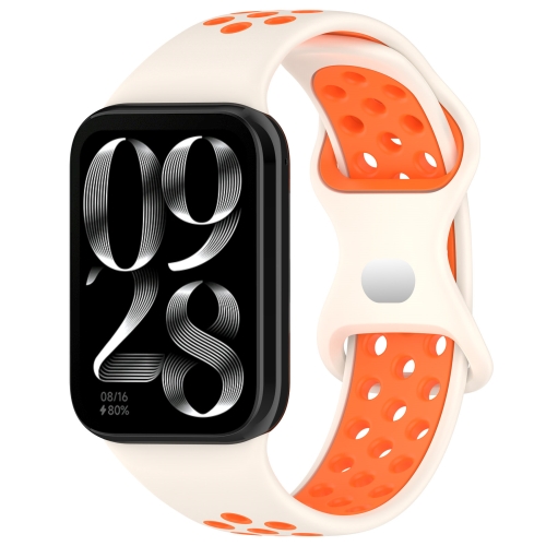 For Xiaomi Mi Band 8 Pro Dual Color Butterfly Buckle Silicone Watch Band(Sartlight Orange) for xiaomi mi watch lite redmi watch silicone printing replacement watchband painted