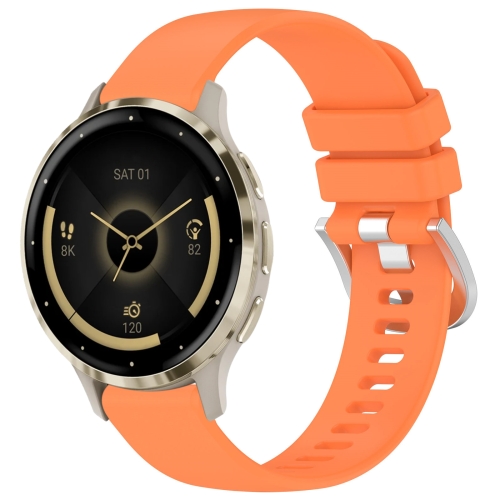 

For Garmin Venu 3S Liquid Glossy Silver Buckle Silicone Watch Band(Orange)