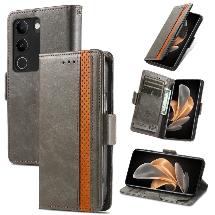 

For vivo S17 CaseNeo Splicing Dual Magnetic Buckle Leather Phone Case(Grey)