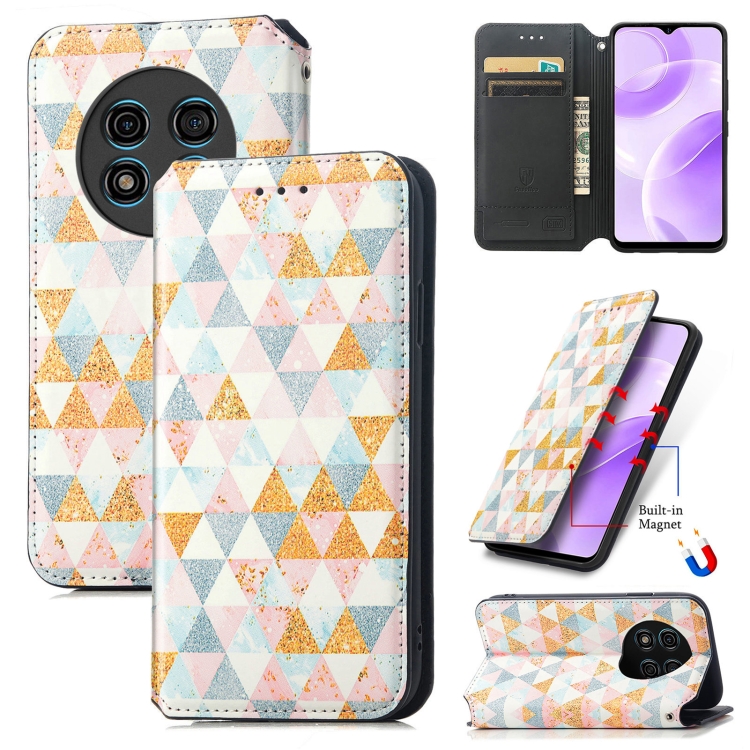 

For Ulefone Note 15 CaseNeo Colorful Magnetic Leather Phone Case(Rhombus)
