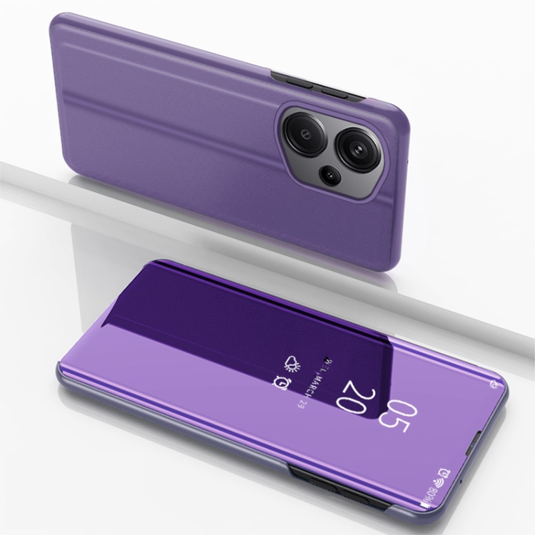 

For Xiaomi Redmi Note 13 Pro 4G Plated Mirror Horizontal Flip Leather Phone Case with Holder(Purple Blue)