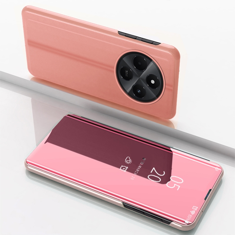 

For Xiaomi Redmi 14C 4G Plated Mirror Horizontal Flip Leather Phone Case with Holder(Rose Gold)