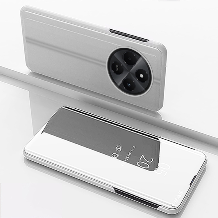 

For Xiaomi Redmi 14C 4G Plated Mirror Horizontal Flip Leather Phone Case with Holder(Silver)