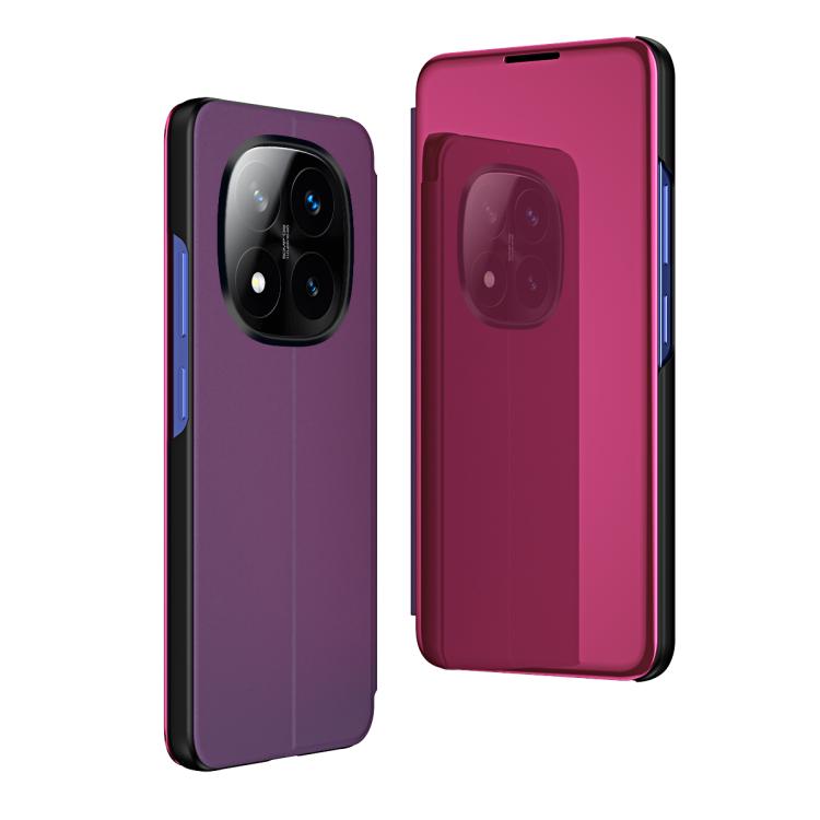 

For Xiaomi Redmi Note 14 Pro+ 5G Plated Mirror Horizontal Flip Leather Phone Case with Holder(Purple)