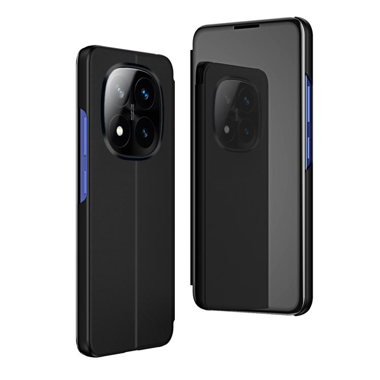 

For Xiaomi Redmi Note 14 Pro+ 5G Plated Mirror Horizontal Flip Leather Phone Case with Holder(Black)