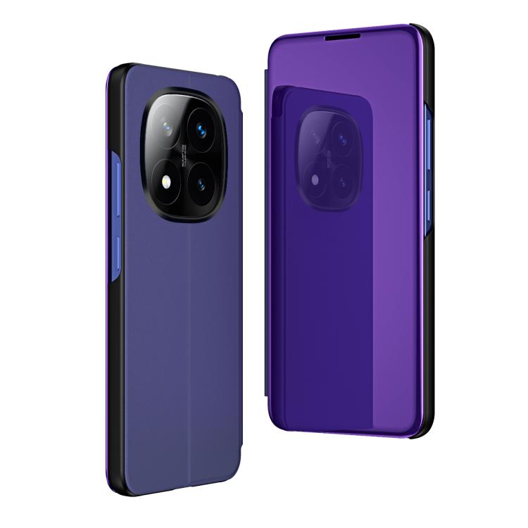 

For Xiaomi Redmi Note 14 Pro+ 5G Plated Mirror Horizontal Flip Leather Phone Case with Holder(Purple Blue)